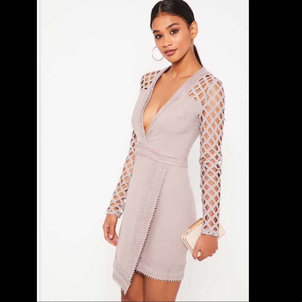 💜Misguided Purple Lace Asymmetric Dress 💜
